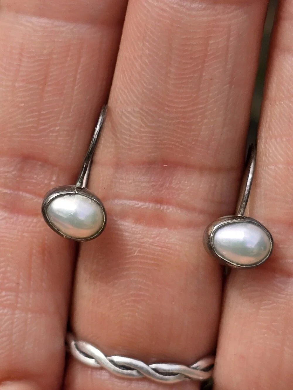 Super cute baroque nugget pearls set in sterling silver earrings